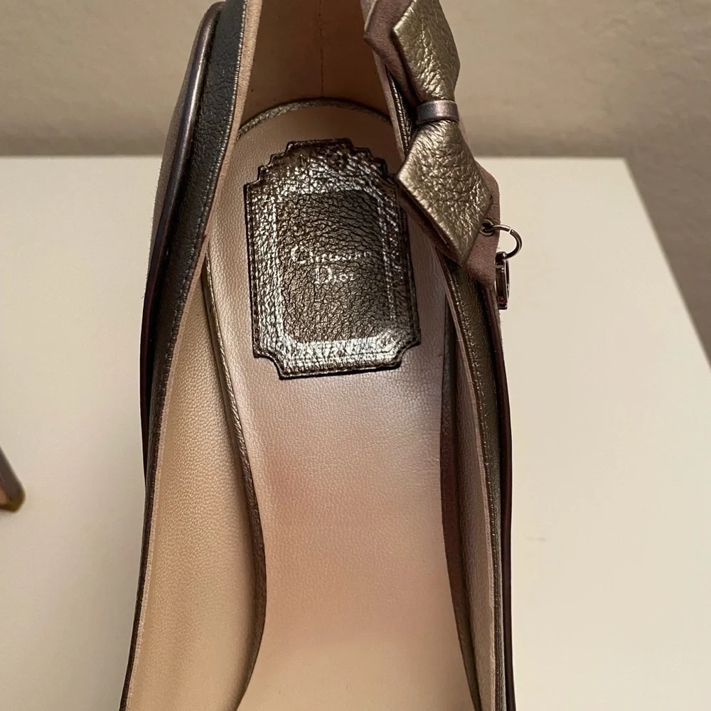 Dior Deco Dorsay Pump In Stone. New In Box. 100% Authentic